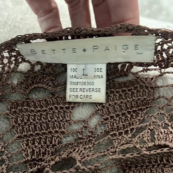 VTG Bette Paige,Crochet Long Duster in Walnut, Cardigan,Boho,Rare, EUC, Size L - Picture 5 of 14